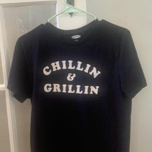 Old Navy Grillin Chillin T-Shirt Small Black